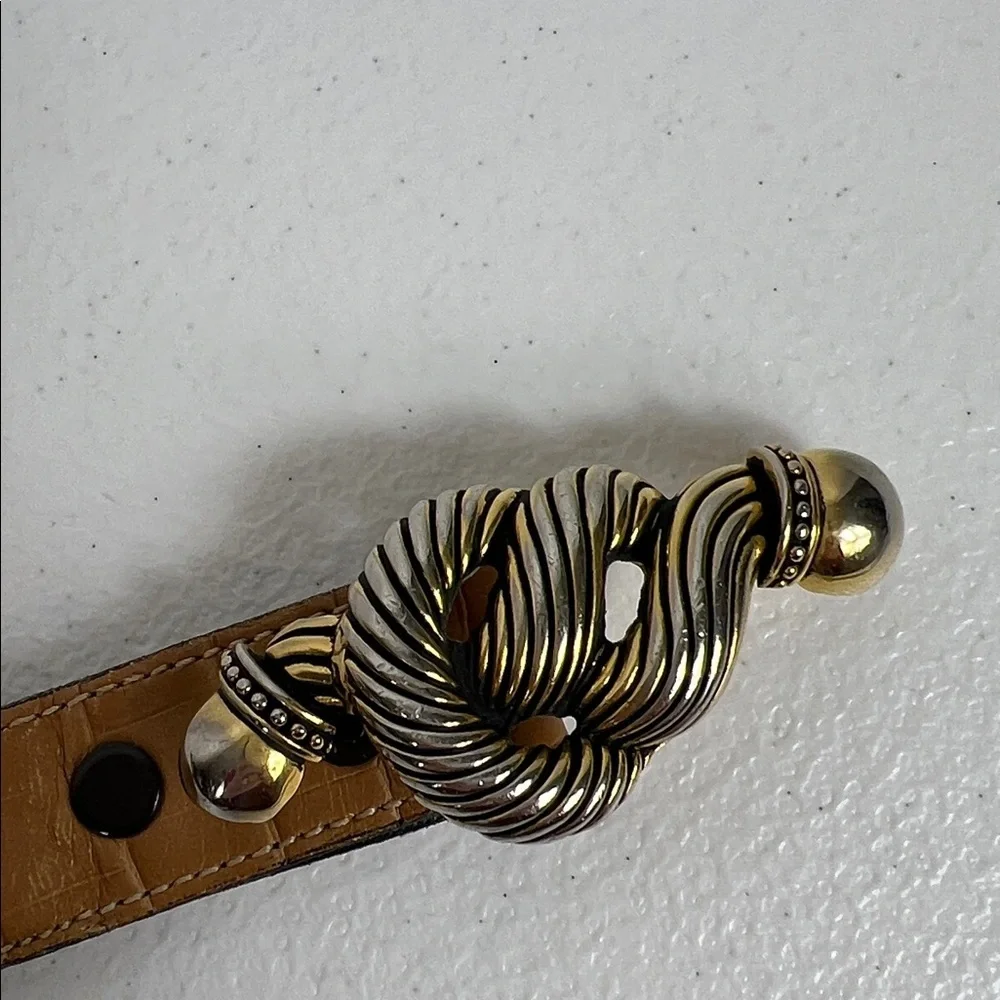 Vicenza Sz 26 Embossed Belt Tan Italian Calfskin Ornate Buckle